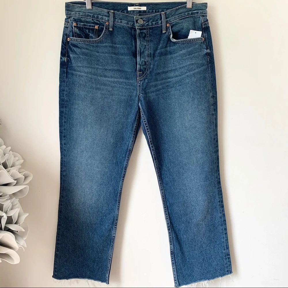 GRLFRND Tatum Crop Flare Distressed Raw Hem Jeans Sz 30 - Picture 3 of 12